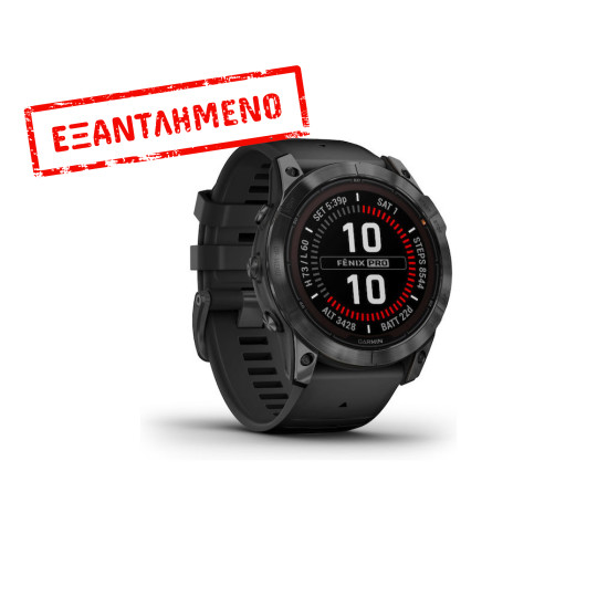 Smartwatch Garmin Fenix 7X Pro Solar Stainless Steel 51mm GPS NFC 10 ATM Slate Grey με Black Band