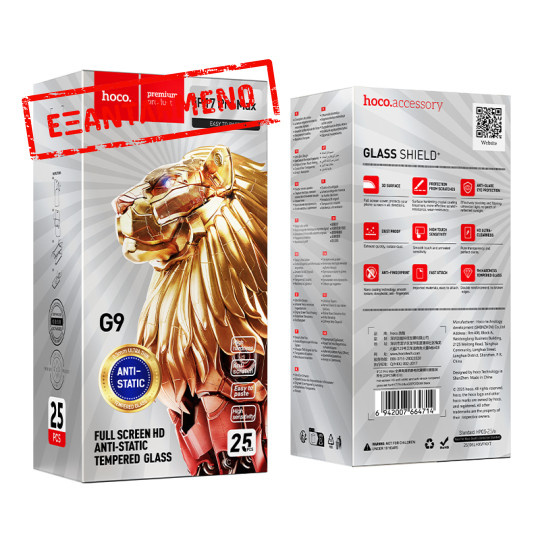 Tempered Glass Hoco G9 Full Screen HD για Apple iPhone 17 Pro Max Σετ 25 τεμ.