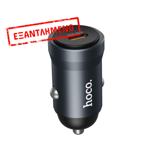 Φορτιστής Αυτοκινήτου Hoco Z62A Mini QC PD30W 1xUSB-C Alluminum Alloy Μαύρος