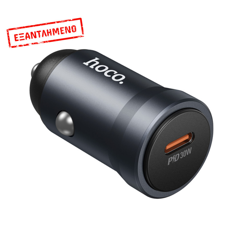 Φορτιστής Αυτοκινήτου Hoco Z62A Mini QC PD30W 1xUSB-C Alluminum Alloy Μαύρος