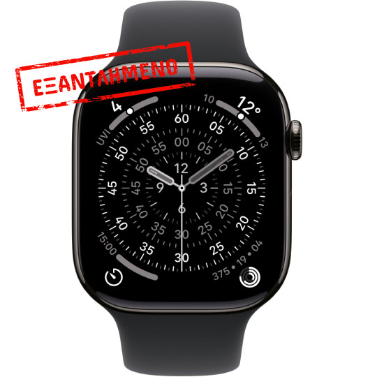 Apple Watch Series 11 5G (2025) Aluminum 46mm GPS eSIM NFC IP6X Aluminum Case Slate με Black Sport Band