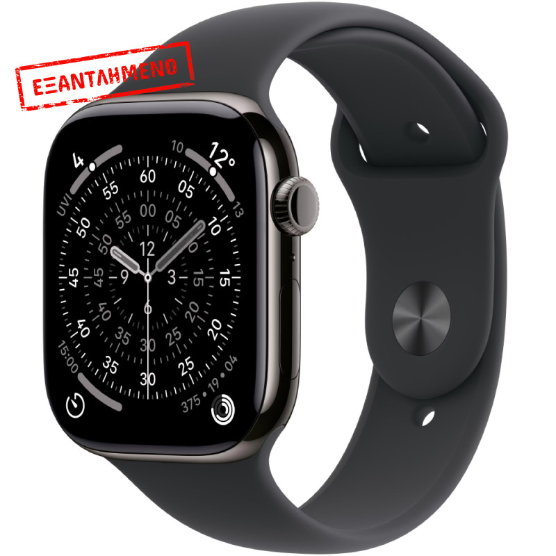 Apple Watch Series 11 5G (2025) Aluminum 46mm GPS eSIM NFC IP6X Aluminum Case Slate με Black Sport Band