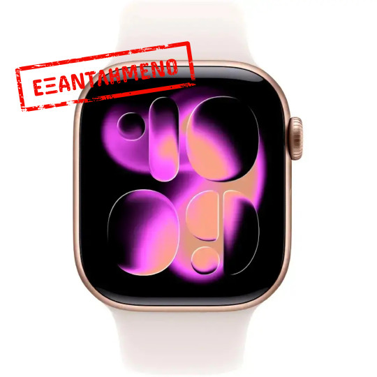 Apple Watch Series 11 5G (2025) Aluminum 46mm GPS eSIM NFC IP6X Aluminum Case Gold με Light Blush Sport Band