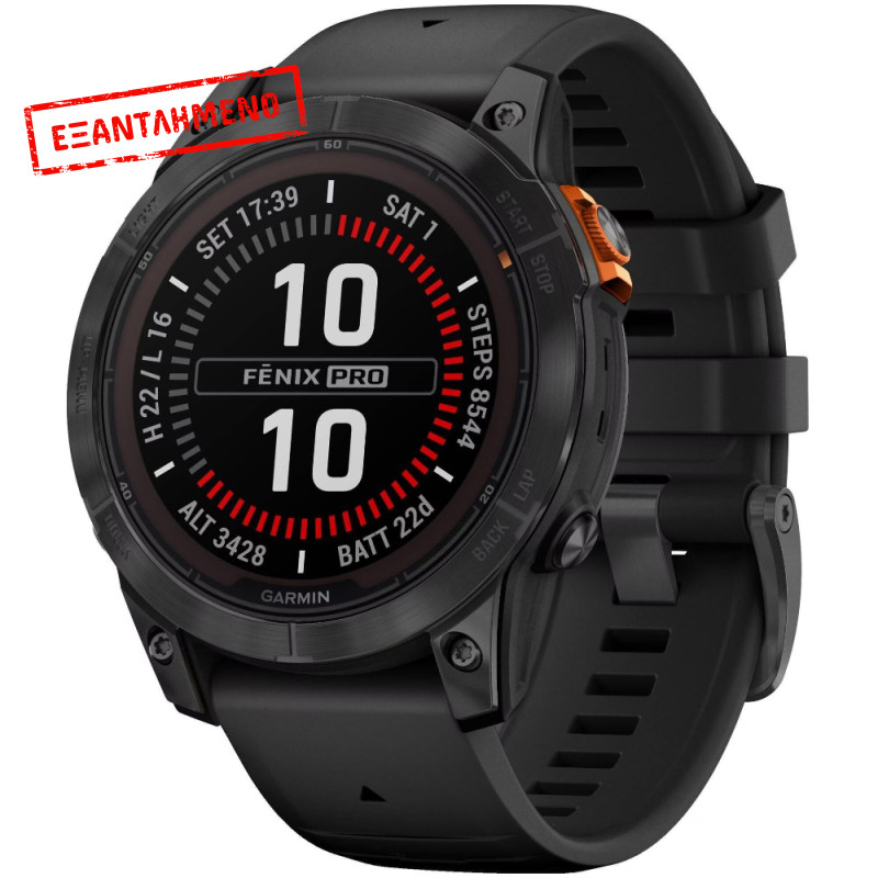 Smartwatch Garmin Fenix 7 Pro Solar Stainless Steel 47mm GPS 10 ATM Slate Grey με Black Band