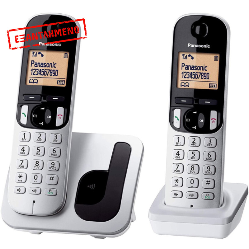 Ασύρματο Ψηφιακό Τηλέφωνο Panasonic KX-TGC212SPS EU DUO με Πλήκτρο Αποκλεισμού Κλήσεων και Ανοιχτή Ακρόαση Ασημί