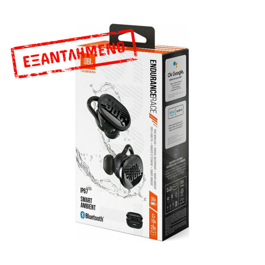 Bluetooth Hands Free JBL Endurance Race In-ear TWS Smart Ambient Συμβατό με Alexa και Google Assistant IP67 με Θήκη Φόρτισης Μαύρα