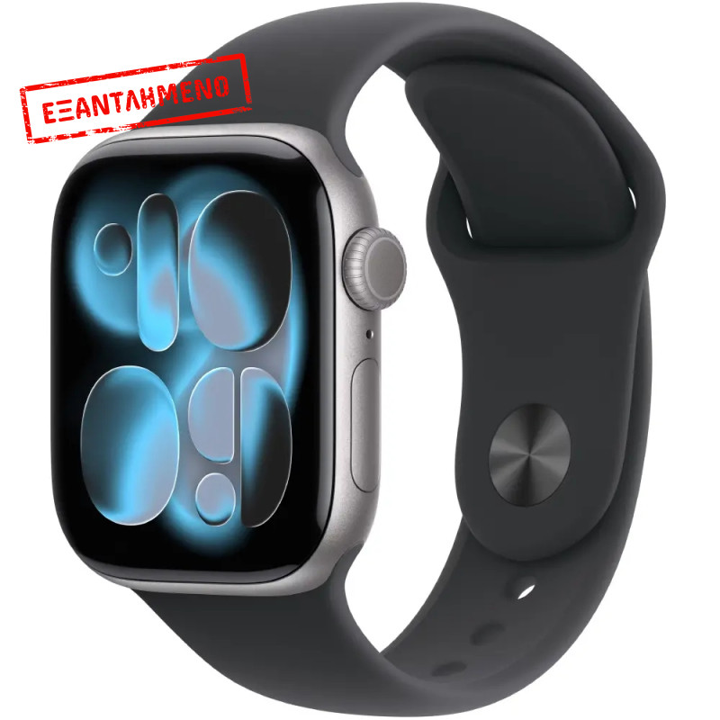Apple Watch Series 11 (2025) Aluminum 42mm GPS NFC IP6X  Aluminum Case Space Grey με Sport Band Black