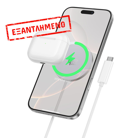 Ασύρματος Φορτιστής Hoco CW63 Pro 25W Qi2.2 Ultra-thin Aluminum Alloy για Κινητά και Ακουστικά με Braided Καλώδιο 1.2m Λευκός