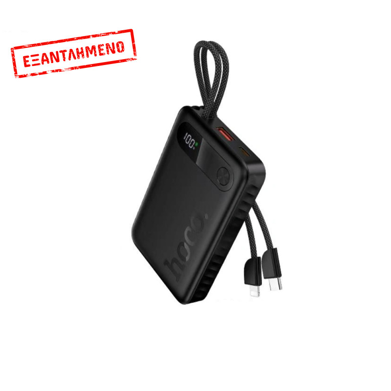 Power Bank Hoco J171A Edge 20000mAh 1xUSB-A 22.5W 1xUSB-C PD20W Digital LED Ένδειξη Μπαταρίας και Braided Καλώδιο USB-C και Lightning Μαύρο
