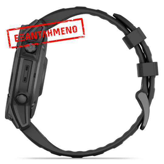Smartwatch Garmin Fenix E Stainless Steel 47mm GPS NFC 10 ATM Slate Grey με Black Silicone Band