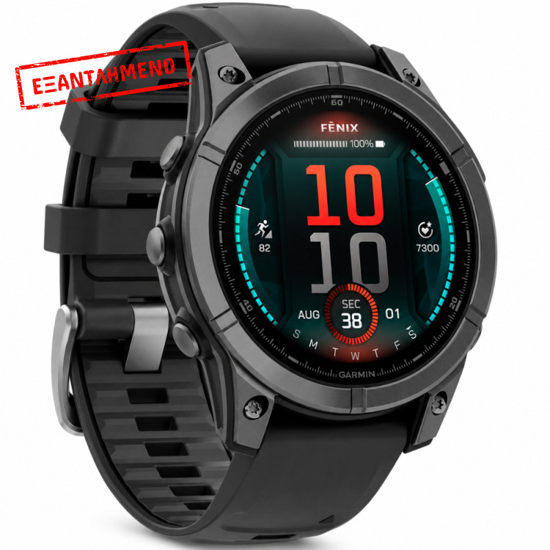 Smartwatch Garmin Fenix E Stainless Steel 47mm GPS NFC 10 ATM Slate Grey με Black Silicone Band