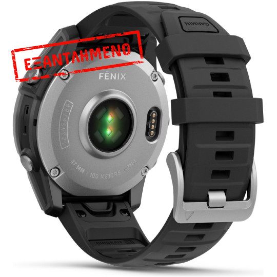 Smartwatch Garmin Fenix E 47mm GPS NFC 10 ATM Stainless Steel με Black Silicone Band