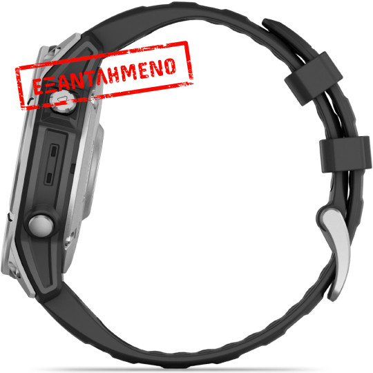 Smartwatch Garmin Fenix E 47mm GPS NFC 10 ATM Stainless Steel με Black Silicone Band