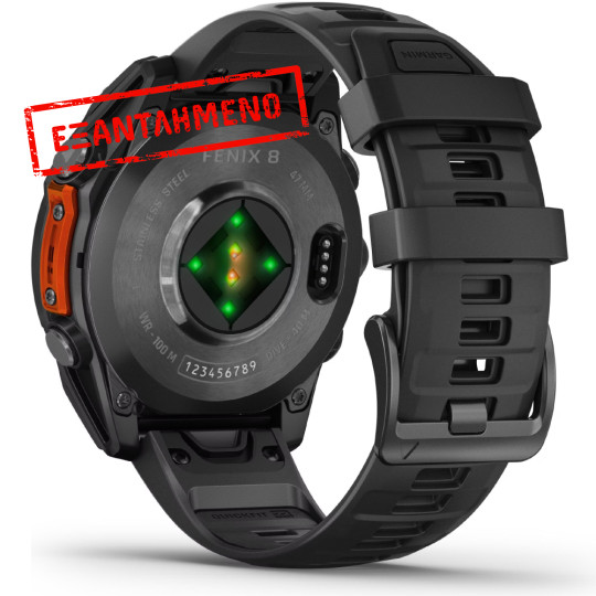 Smartwatch Garmin Fenix 8 Stainless Steel 47mm GPS NFC 10 ATM με Δυνατότητα Κλήσεων Slate Grey με Black Silicone Band