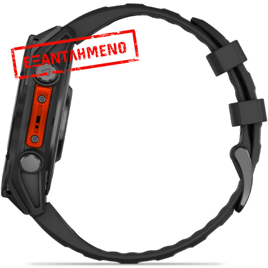 Smartwatch Garmin Fenix 8 Stainless Steel 47mm GPS NFC 10 ATM με Δυνατότητα Κλήσεων Slate Grey με Black Silicone Band