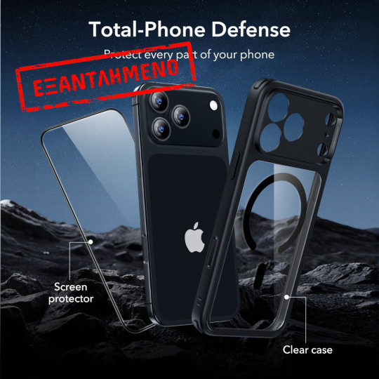Θήκη Esr Classic Hybrid Magsafe με Tempered glass για iPhone Apple 17 Pro  Διάφανο-Μαύρο