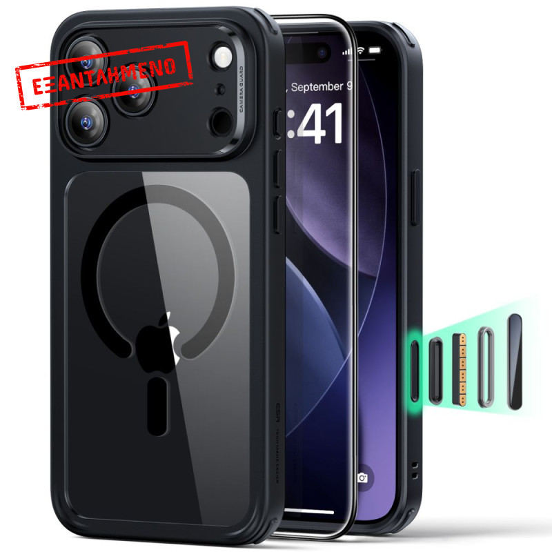 Θήκη Esr Classic Hybrid Magsafe με Tempered glass για iPhone Apple 17 Pro  Διάφανο-Μαύρο