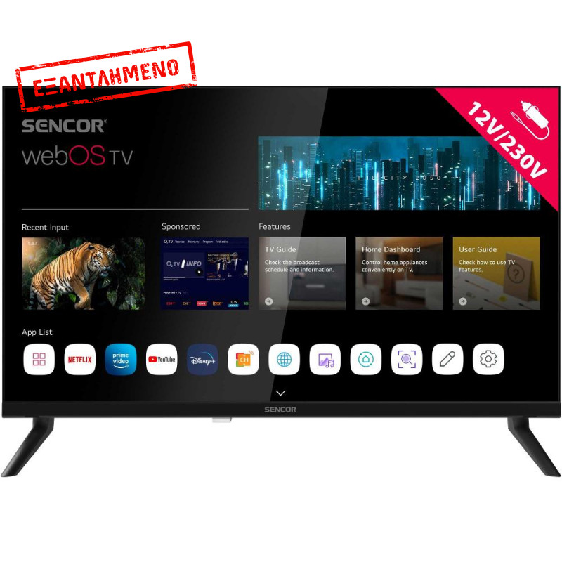 Τηλεόραση Sencor SLE 24S830MB webOS SMART TV HD Ready HDR 10 24" με Δυνατότητα για Τροφοδοσία 230V και 12V