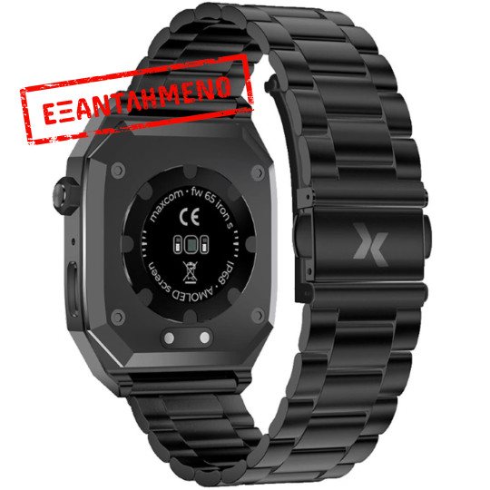 Smartwatch Maxcom FW65 Iron S 1.95” Amoled IP68 400mAh με Έξτρα Λουράκι Μαύρο