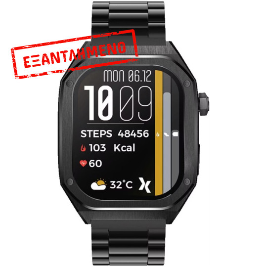 Smartwatch Maxcom FW65 Iron S 1.95” Amoled IP68 400mAh με Έξτρα Λουράκι Μαύρο