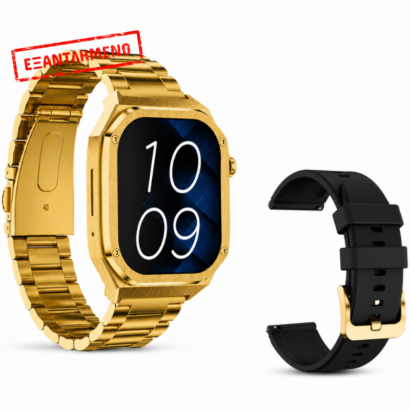 Smartwatch Maxcom FW65 Iron S 1.95” Amoled IP68 400mAh με Έξτρα Λουράκι Χρυσό
