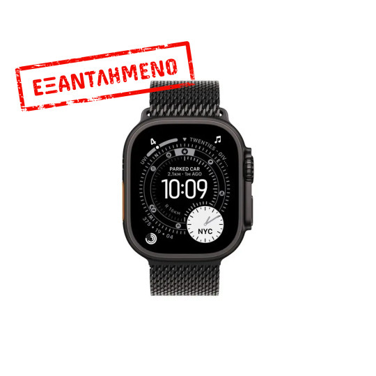 Apple Watch Ultra 3 49mm GPS eSIM NFC IP6X Titanium Case Black με Black Titanium Milanese Loop