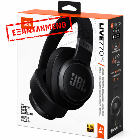 Bluetooth Ακουστικά JBL Live 770NC Ασύρματα & Ενσύρματα USB-C με ANC 65h Ακρόαση Mic και Fast Charge Black