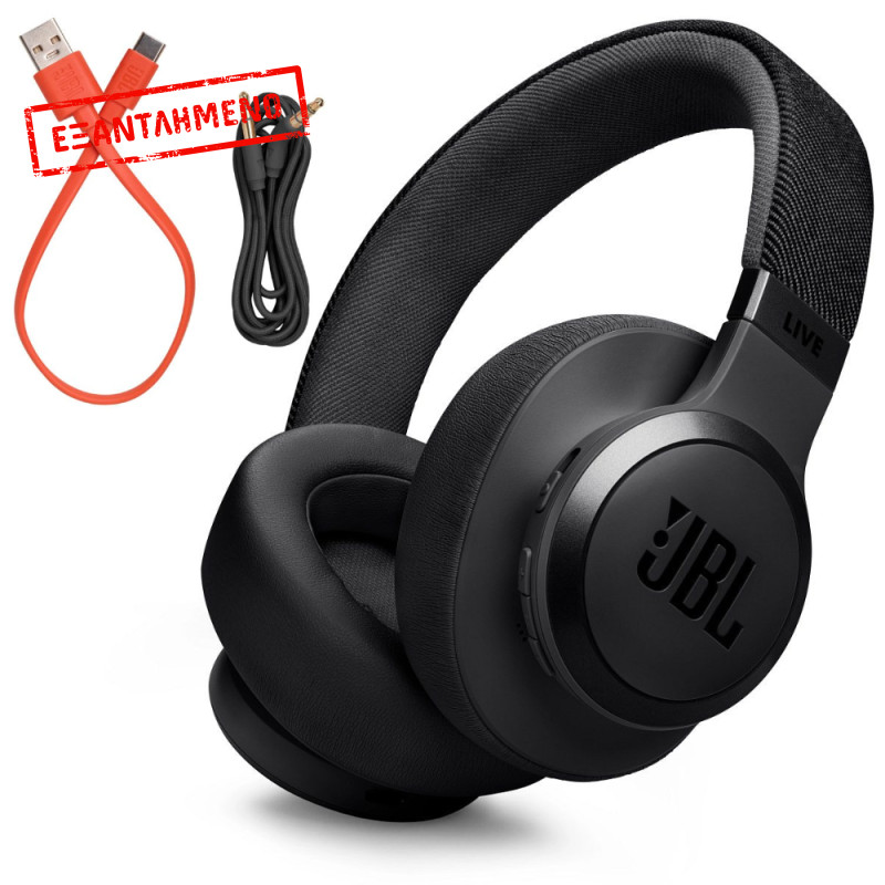 Bluetooth Ακουστικά JBL Live 770NC Ασύρματα & Ενσύρματα USB-C με ANC 65h Ακρόαση Mic και Fast Charge Black