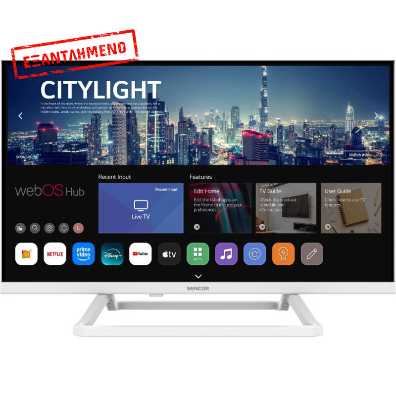 Τηλεόραση Sencor SLE 24S841MBW webOS SMART TV HD Ready HDR 10 24" με Δυνατότητα για Τροφοδοσία 230V και 12V