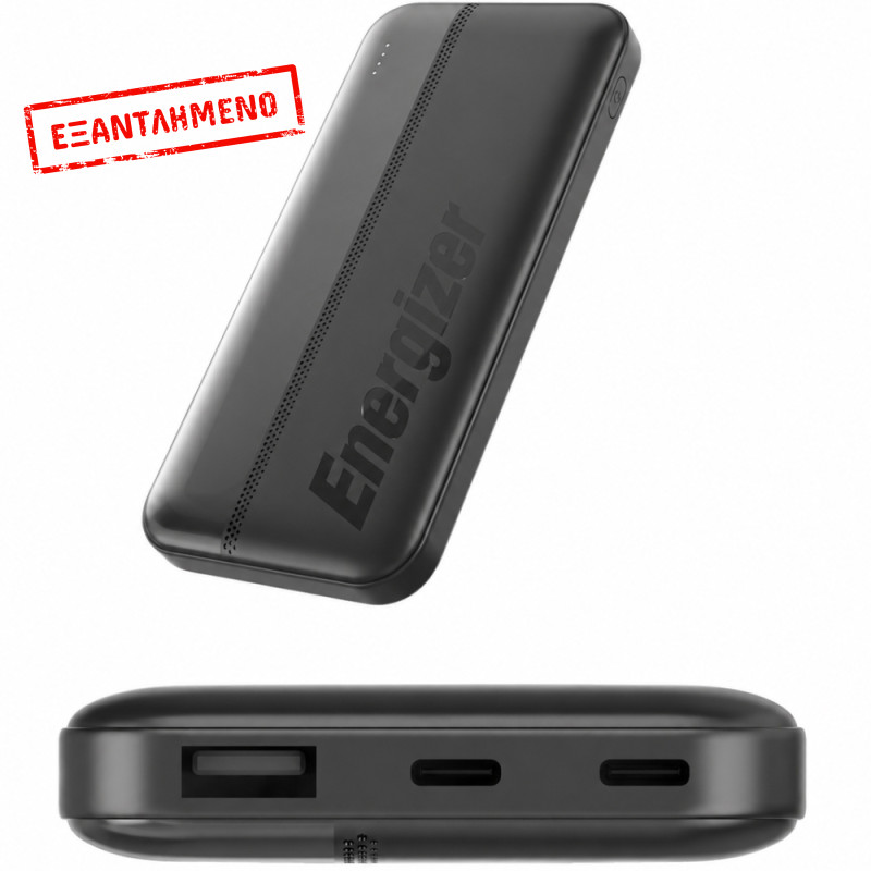 Power Bank Energizer UE10050CC 10000mAh 15W με 2xUSB-C 1xUSB-A και LED Ένδειξη Μπαταρίας Μαύρο