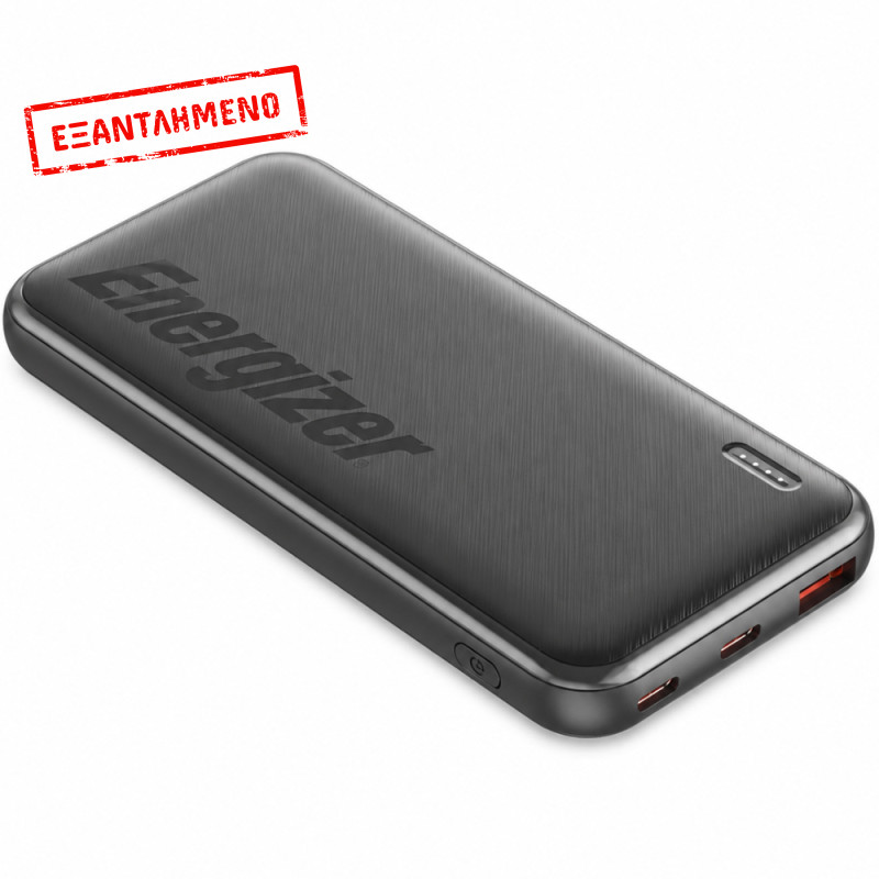 Power Bank Energizer UE10055PQ 10000mAh PD22.5W QC3.0 με 2xUSB-C 1xUSB-A και LED Ένδειξη Μπαταρίας Μαύρο