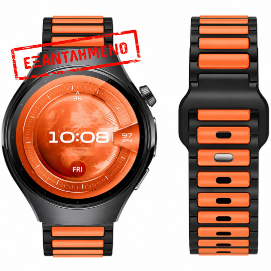 Watchband Hoco WH27 Flexible Series Silicon Strap για Samsung Huawei Xiaomi Vivo OPPO κα 22mm Universal Μαύρο-Πορτοκαλί