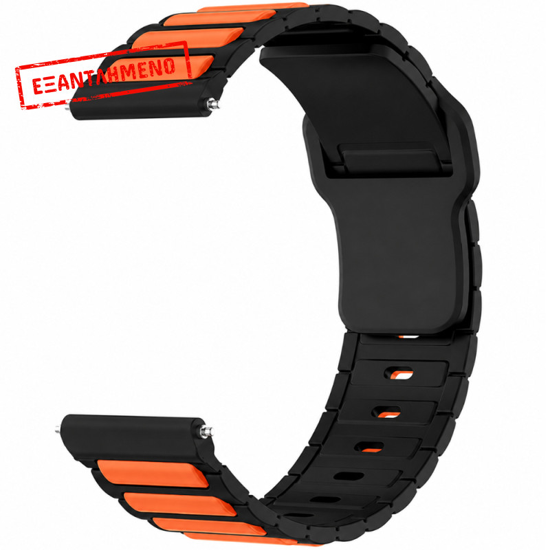 Watchband Hoco WH27 Flexible Series Silicon Strap για Samsung Huawei Xiaomi Vivo OPPO κα 22mm Universal Μαύρο-Πορτοκαλί