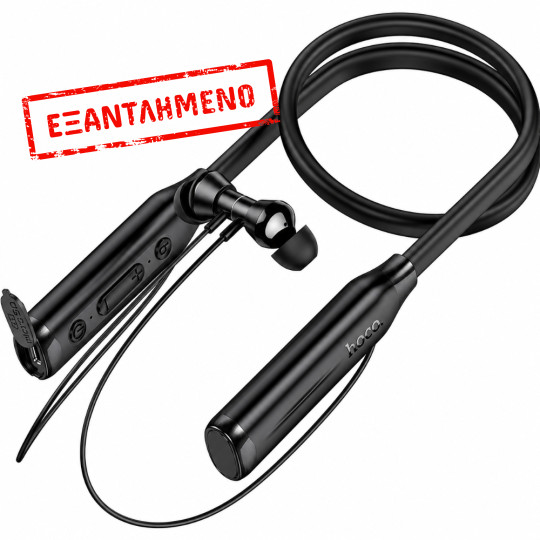 Bluetooth Hands Free Hoco ES62 Plus Neckband Magnetic v5.4 1200mAh 150Hrs Αναπαραγωγής TF Card LED Ένδειξη Μπαταρίας Μαύρα