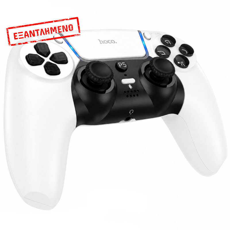 Gamepad Hoco GA32 Dragon RGB 600mAh BT v5.1 Dual Motor Δόνηση Θύρα AUX και Κουμπί Mute Συμβατό με PS5 Λευκό