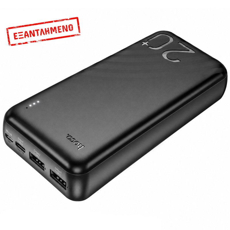 Power Bank Hoco J123A Element 20000mAh 5V/2A 1xUSB-C 1xUSB-A 1xMicroUSB και LED Ένδειξη Μπαταρίας Μαύρο Power Bank Hoco J123A Element 20000mAh 5V/2A 1xUSB-C 1xUSB-A 1xMicroUSB και LED Ένδειξη Μπαταρίας Μαύρο