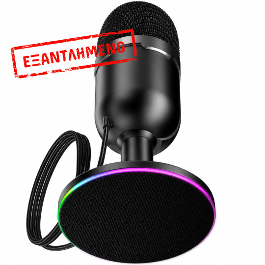 Επιτραπέζιο Μικρόφωνο Hoco L25 Bright για Streaming και Video Calls RGB USB AUX Πολυκατευθυντικό Μικρόφωνο Κουμπία Mute και Monitor Μαύρο