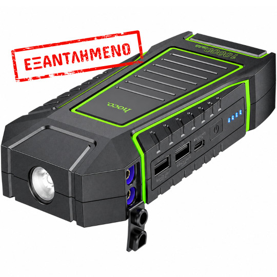 Εκκινητής Μπαταρίας Αυτοκινήτου Hoco QS1 600A και Power Bank 10000mAh 5V/2.4A 2xUSB-A 1xUSB-C με SOS Mode και Φακό Μαύρος
