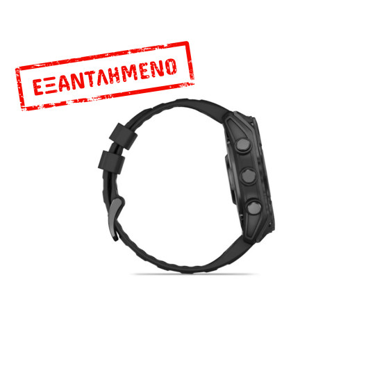 Smartwatch Garmin Fenix 8 Stainless Steel 51mm GPS NFC 10 ATM με Δυνατότητα Κλήσεων Slate Grey με Black Silicone Band