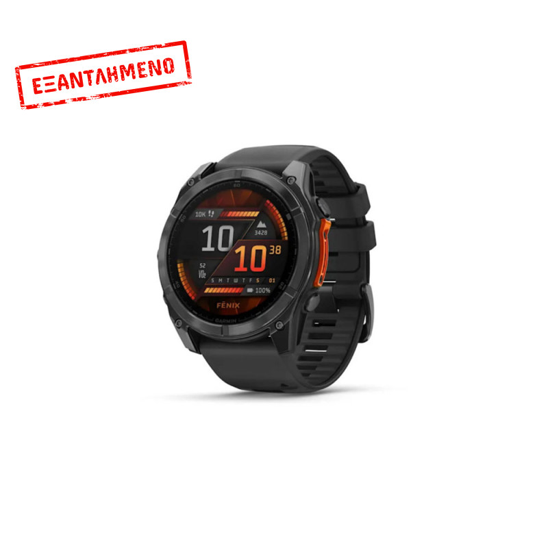 Smartwatch Garmin Fenix 8 Stainless Steel 51mm GPS NFC 10 ATM με Δυνατότητα Κλήσεων Slate Grey με Black Silicone Band