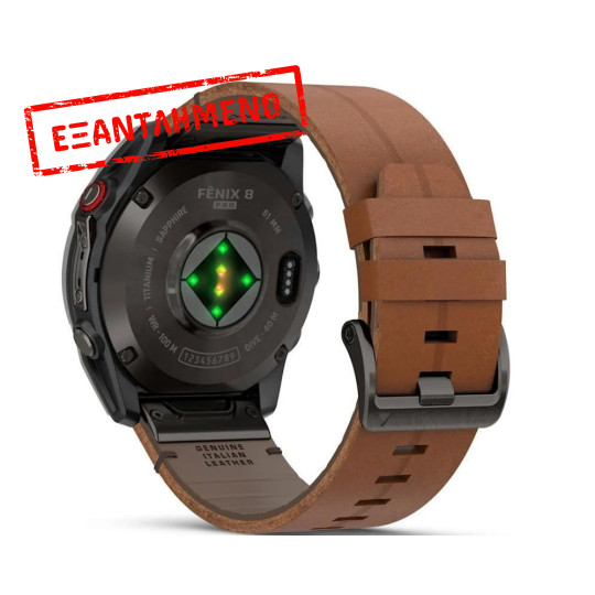 Smartwatch Garmin Fenix 8 Pro Amoled Sapphire 51mm GPS NFC 10 ATM με Δυνατότητα Κλήσεων Sapphire Titanium με Pebble Gray Silicone Band