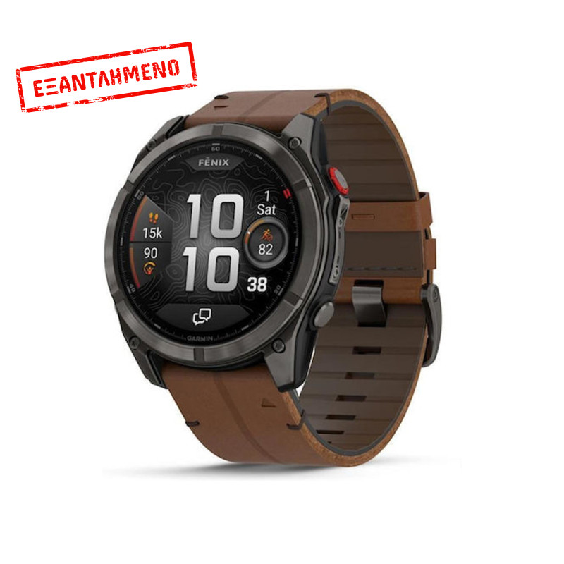 Smartwatch Garmin Fenix 8 Pro Amoled Sapphire 51mm GPS NFC 10 ATM με Δυνατότητα Κλήσεων Sapphire Titanium με Pebble Gray Silicone Band