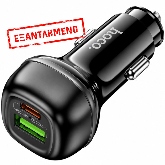 Φορτιστής Αυτοκινήτου Hoco Z58A Rank 48W 1xUSB-A 1xUSB-C PD QC3.0 Fast Charge Μαύρος