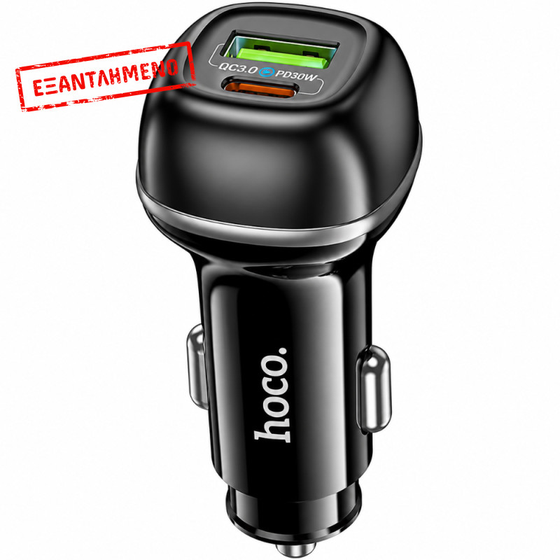 Φορτιστής Αυτοκινήτου Hoco Z58A Rank 48W 1xUSB-A 1xUSB-C PD QC3.0 Fast Charge Μαύρος