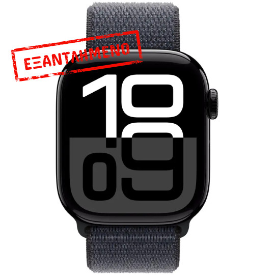 Apple Watch Series 10 4G 46mm GPS eSIM NFC IP6X  Aluminum Case Jet Black με Sport Loop Black Ink