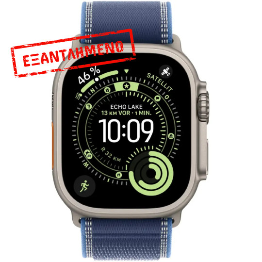 Apple Watch Ultra 3 5G 49mm GPS eSIM NFC IP6X Natural Titanium Case με Blue Trail Loop