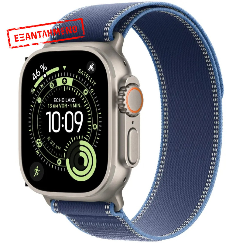 Apple Watch Ultra 3 5G 49mm GPS eSIM NFC IP6X Natural Titanium Case με Blue Trail Loop
