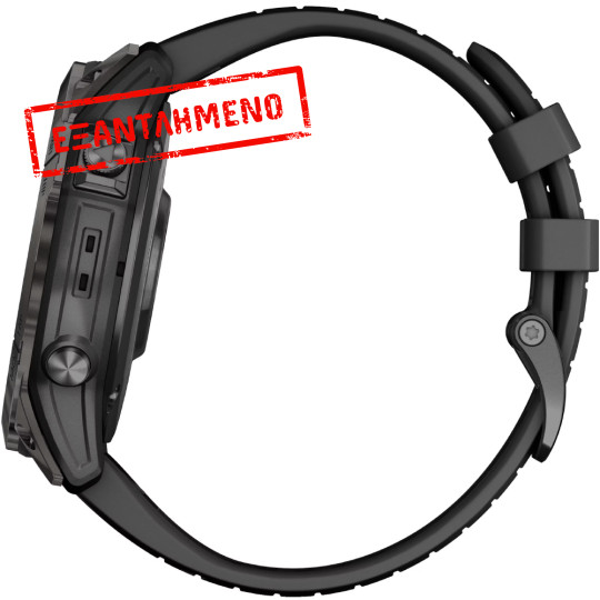 Smartwatch Garmin Fenix 7X Pro Sapphire Solar Titanium 51mm GPS NFC 10 ATM Carbon Grey DLC Titanium με Black Band