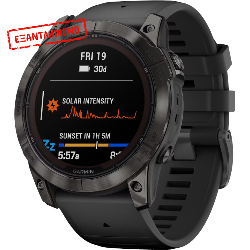 Smartwatch Garmin Fenix 7X Pro Sapphire Solar Titanium 51mm GPS NFC 10 ATM Carbon Grey DLC Titanium με Black Band