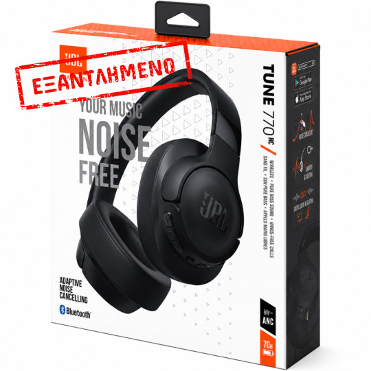 Bluetooth Ακουστικά Over Ear Ασύρματα & Ενσύρματα JBL Tune 770NC με Pure Bass Voice Aware 70h Playtime και Quick Charge Black